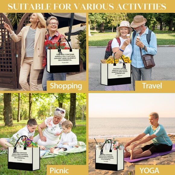 Large Canvas Tote Bag for Women Travel Beach Shopping Gift Accessories - Picture 6 of 7